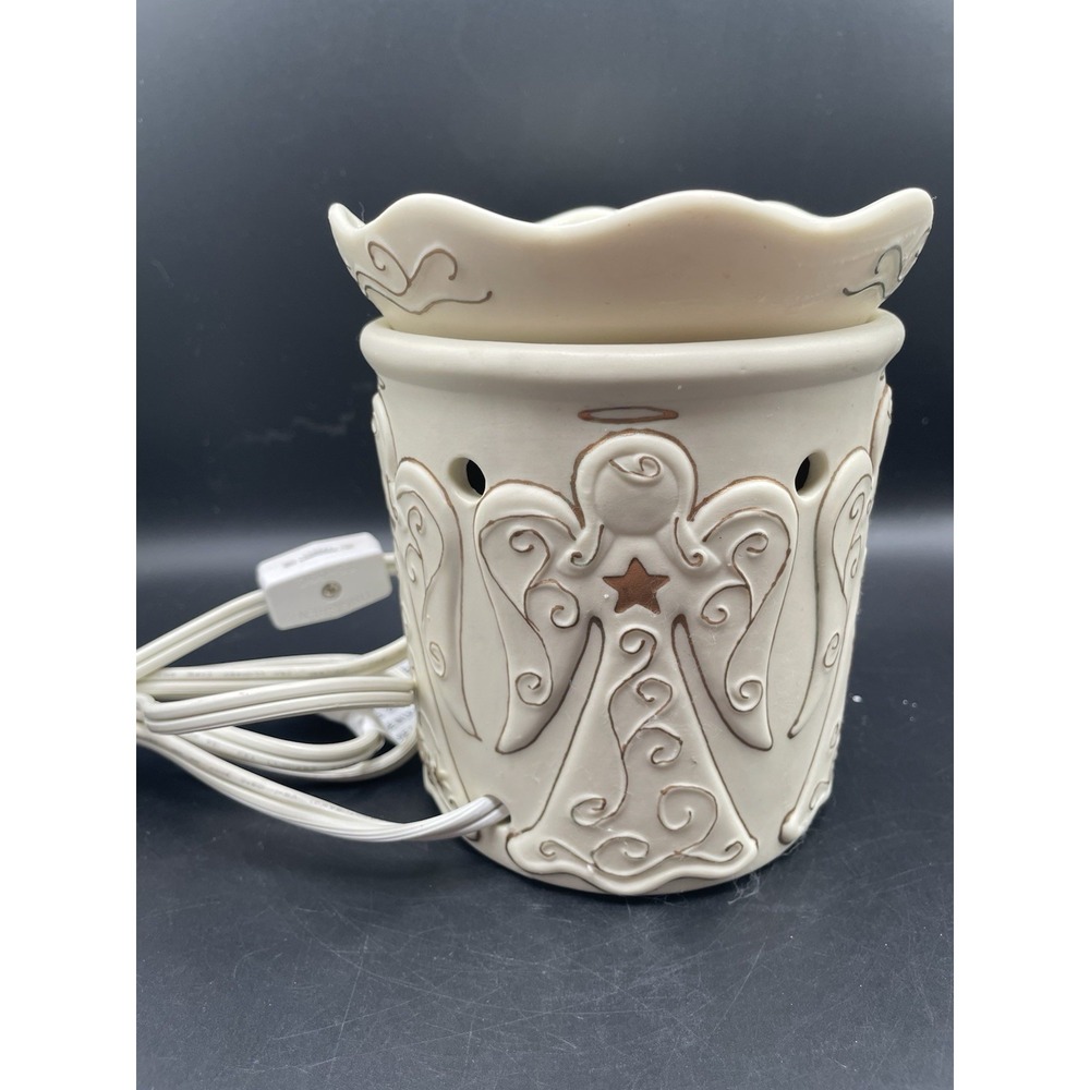 Scentsy Heavenly Angel Full Size Electric Wax Warmer Ivory Gold Retired - Picture 7 of 9